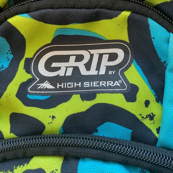 Grip Backpack by High Sierra "Jackhammer Wildcat" pattern -black, teal, green - Picture 4 of 9